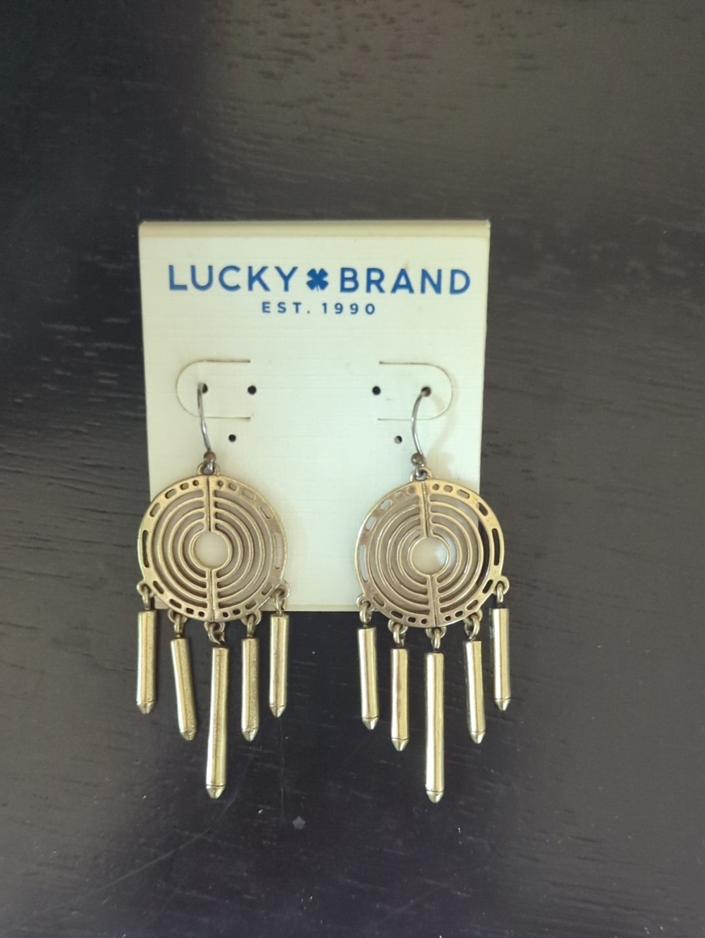 Lucky Brand Gold Circular Fringe Dangle Earrings